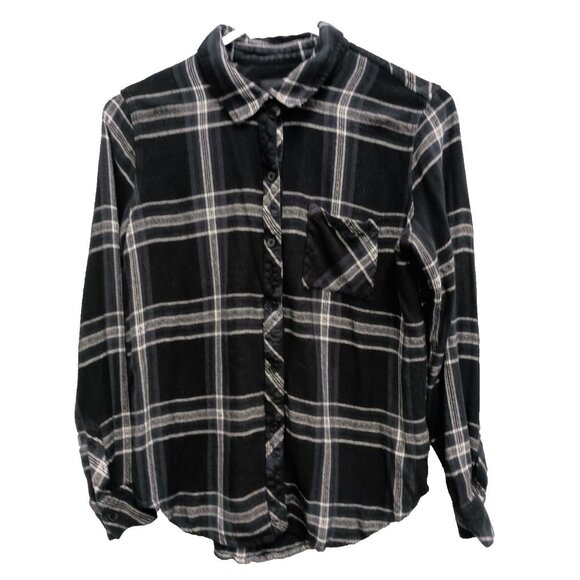 Rails Hunter Shirt Womens Medium Black Plaid Flannel Lurex Button Up Long Sleeve - Picture 1 of 11